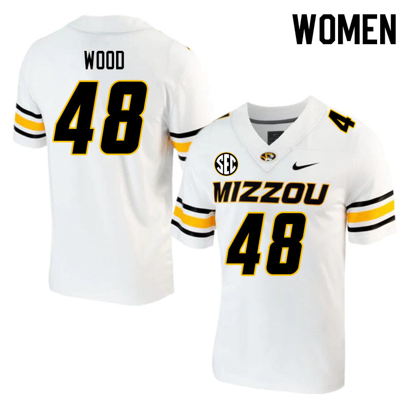 Women #48 Ethan Wood Missouri Tigers College 2023 Football Stitched Jerseys Sale-White - Click Image to Close